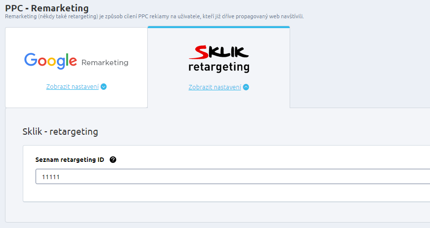 SKlik retargeting kód